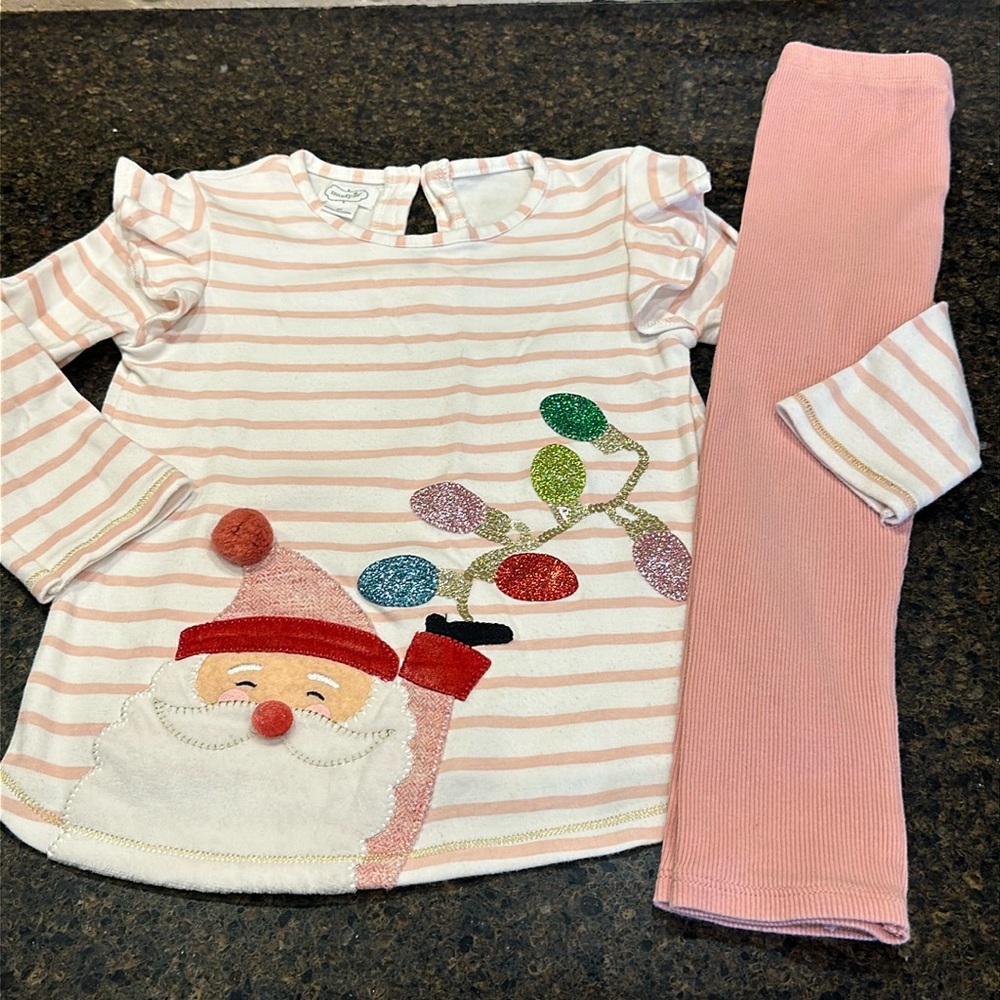 Mud Pie 3T Santa Christmas outfit shirt/pants